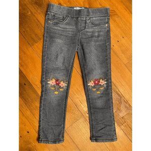Blue Ink size 5 girls toddler blue denim jeans floral embroidered fox